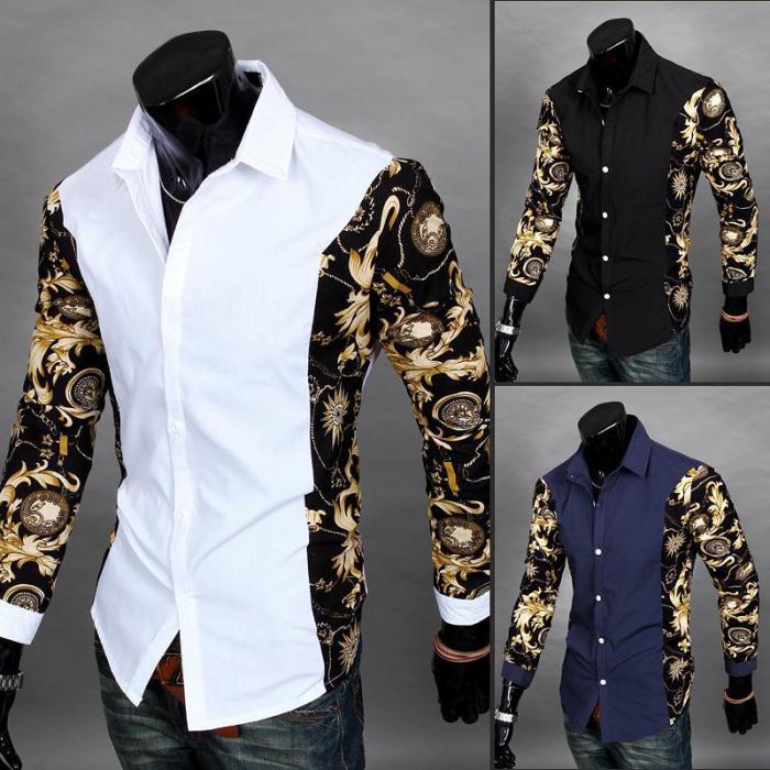 Black gold dress shirt mens