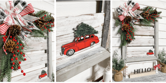 How to decorate farmhouse window frame for christmas