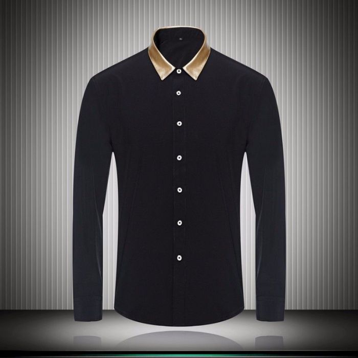 Black gold dress shirt mens