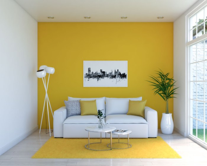 How to decorate a yellow wall living room