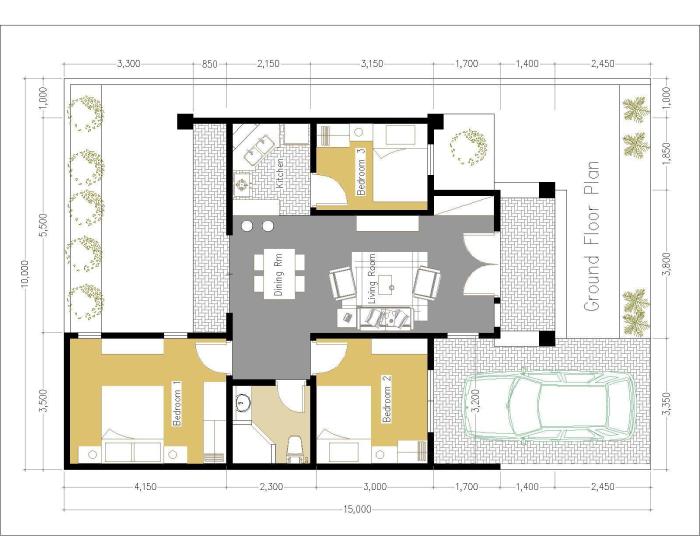 Desain rumah kost 10x15