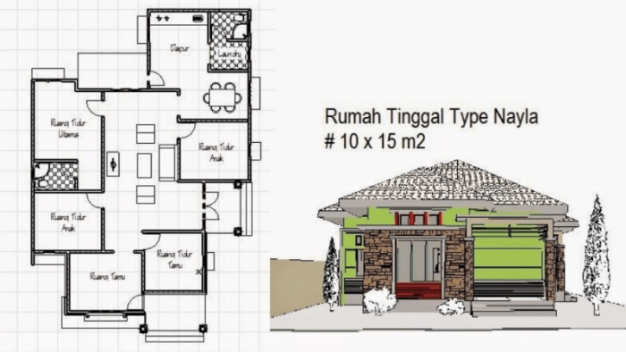 Desain rumah kost 10x15